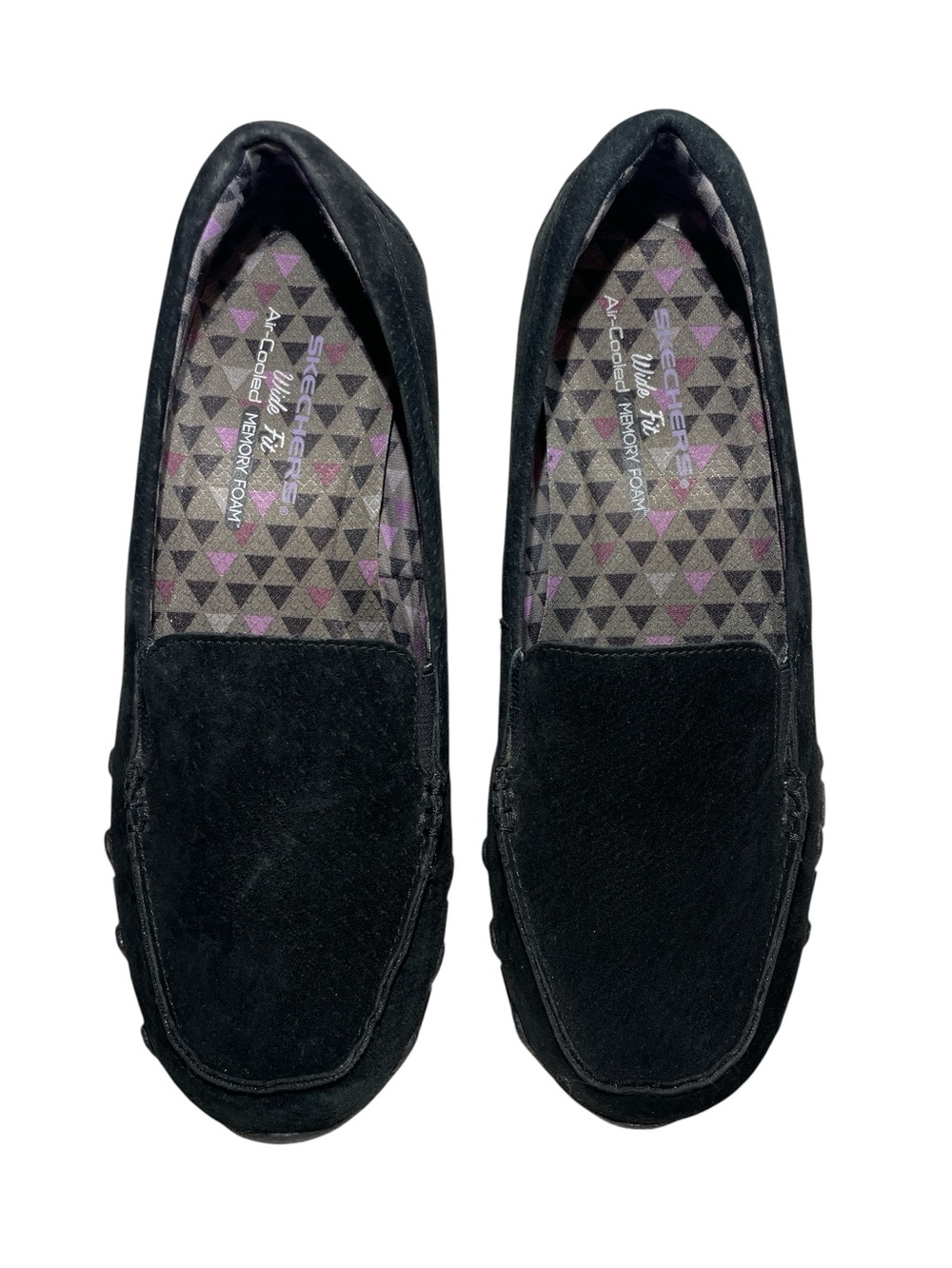 Skechers Relaxed Fit 49324W Black Suede Leather Slip-Ons Women's Size 10 Wide